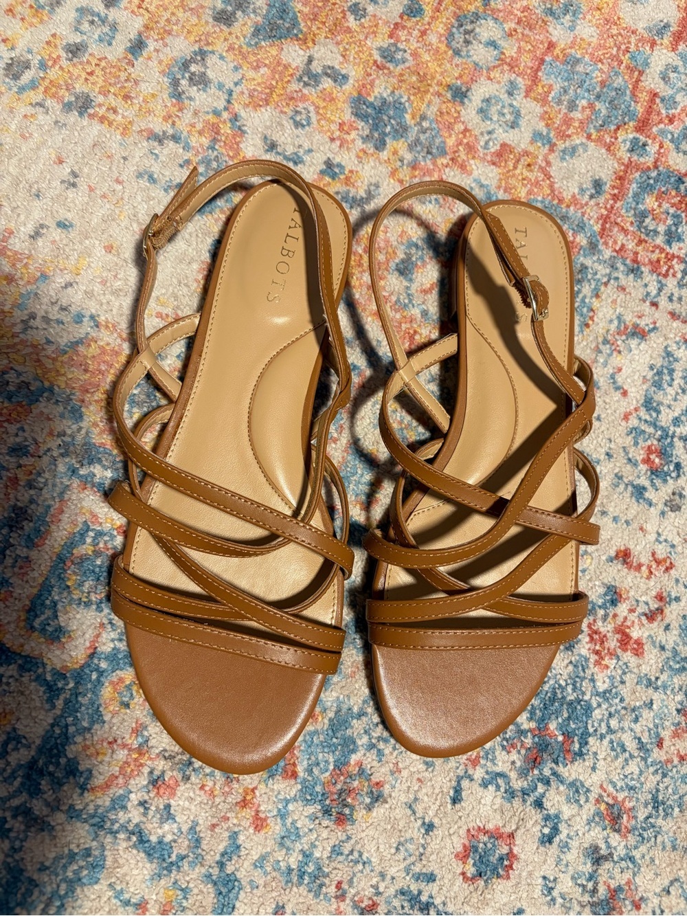 Talbots leather flat strappy sandals